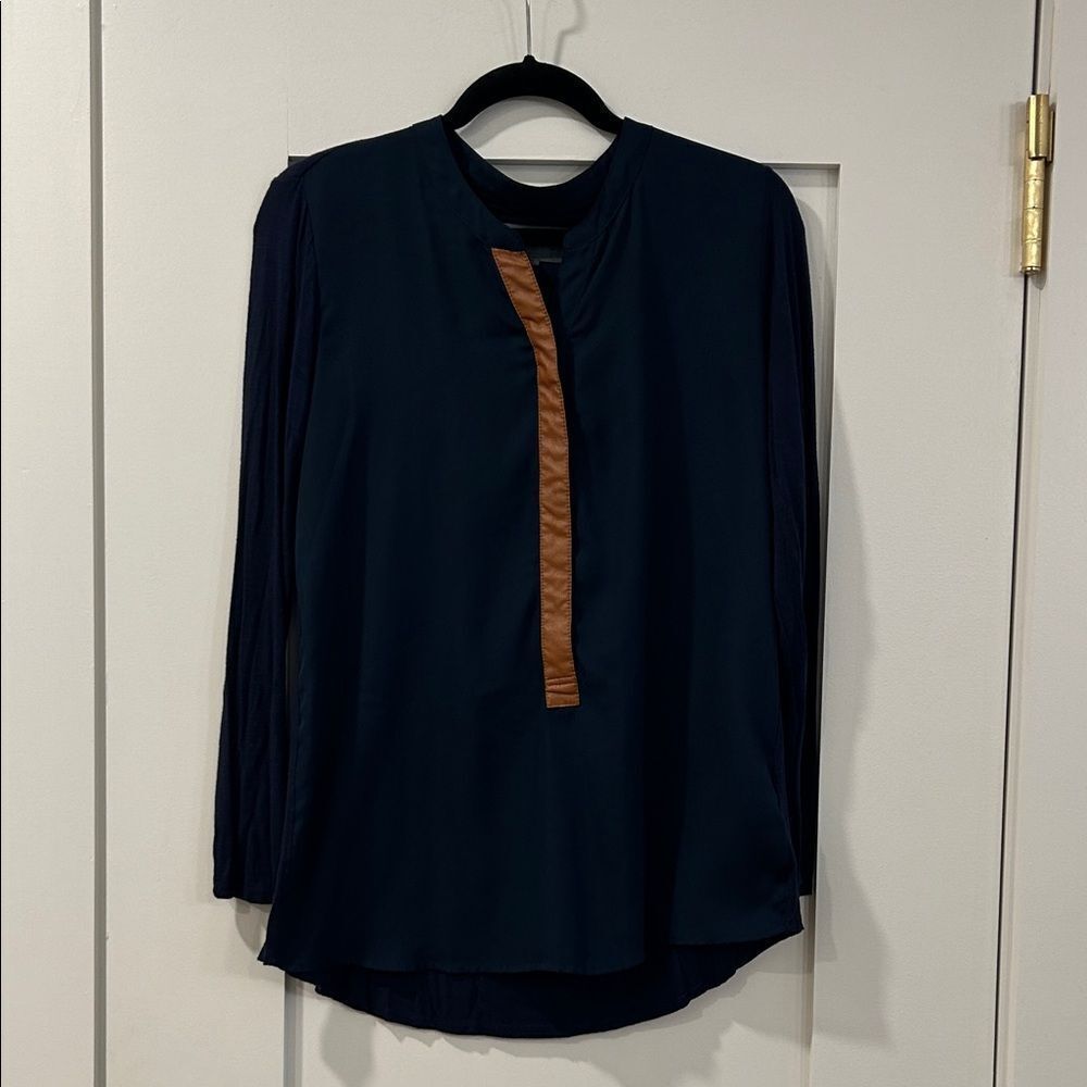 Sunday In Brooklyn Navy and Brown Women's Top, Size Small